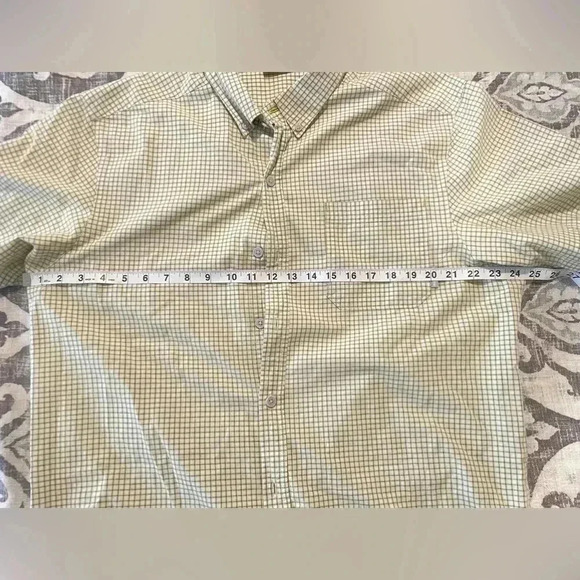 Columbia Men’s Yellow/Gray Checkered Short Sleeve Shirt SZ L - Picture 4 of 6